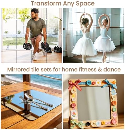 Mirror Stickers for Walls 4 Packs Self Adhesive Stick on Mirror Tiles - Image 5