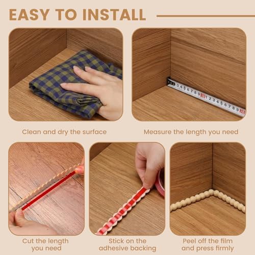 Flexible Molding Trim Peel and Stick,14.7ft Wall Molding Trim Peel and Stick Roll Flexible DIY Decorative for Bathroom Mirror Frame Border Backsplash Ceiling Cabinet TV Wall Edge(14.7ft /15 mm Wood) - Image 7
