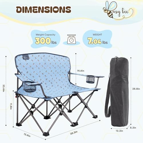 Busy Bee Oversized Kids Camping Chair with Cup Holder, High Back Toddler Chair Kids Folding Chair, Perfect for Beach & Outdoor, Supports 150 Lbs. - Image 3
