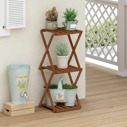 Furinno TIOMAN Outdoor Tool-Free 3-Tier Patio Table, Natural - Image 2