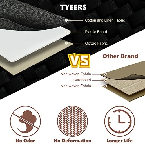 TYEERS Extra Large Collapsible Storage Bins with Lids and Compartments, Washable, Fabric Storage Boxes, 21.7x13x11.8 inches, 3 Pack, Black - Image 4