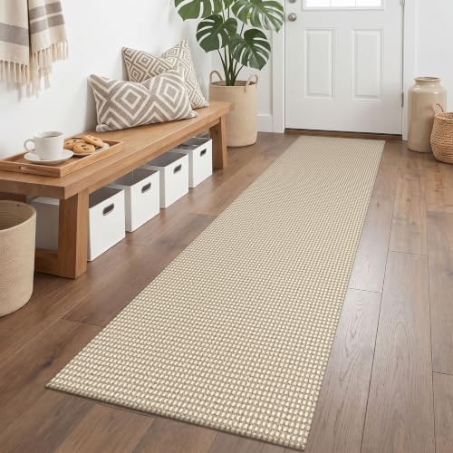 KOZYFLY Runners for Hallways 2x6 ft Washable Kitchen Runner Non Slip Rubber Backed Hall Runners Cotton Entryway Runner Rugs for Indoor Backdoor Bedroom Kitchen, Ivory Beige by KOZYFLY