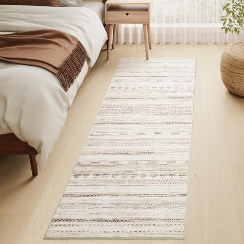2x8 Runner Rug Machine Washable Non Slip Area Rug Distressed Neutral Moroccan Boho Rug Ultra Soft Floor Runners for Hallways for Entryway Laundry Room Kitchen, Brown - Image 4