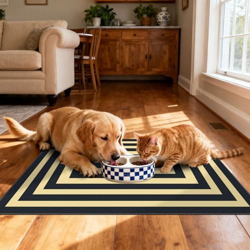 Front Door Mat Indoor Outside Entrance, 2x3 Black Tan Striped Rug - Image 5