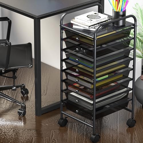 Simple Houseware 8 Drawers Rolling Utility Cart Art Craft Storage, Black - Image 2