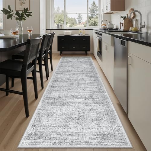 Soalmost Washable Runner Rug 2'6"x8' Kitchen Hallway Runners Grey by Soalmost