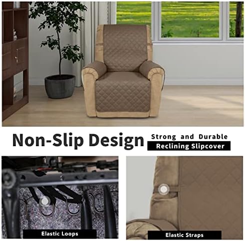Easy-Going Recliner Chair Slipcover Reversible Sofa Cover Water Resistant Couch Cover Furniture Protector with Elastic Straps for Pets Dog (Recliner 22 inch, Camel/Ivory) - Image 3
