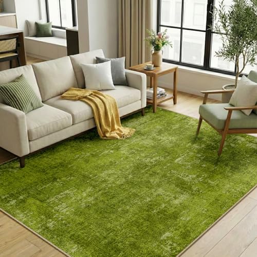 RELEANY Washable 6'x9' Abstract Area Rug for Living Room Grass Green by RELEANY