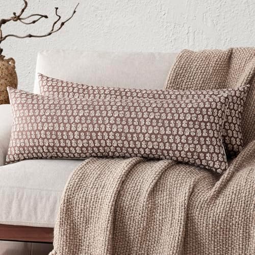 Foindtower Long Floral Print Lumbar Throw Pillow Covers 14×36 Inch,Wine Red by Foindtower
