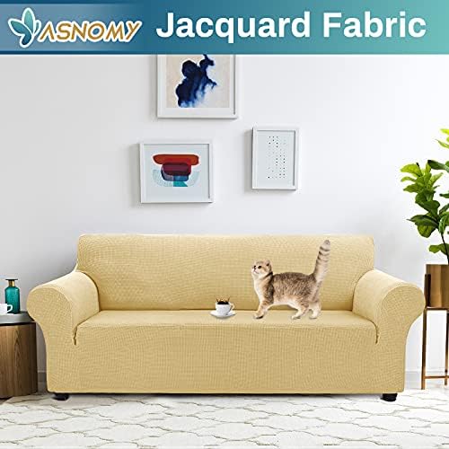 Asnomy Stretch Oversized Couch Covers for Sofa Slipcover,Champagne - Image 2