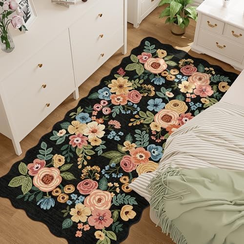 DUKINO 3x6 Runner Rug for Hallway, Washable Kitchen Rug Non Slip, Black by DUKINO