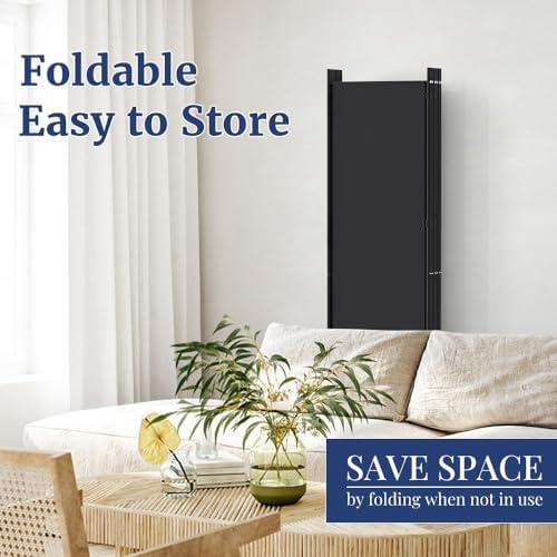 Kokorona 6 Panel Room Divider, 6FT Tall Rolling Privacy Screen with Lockable Wheels, Folding Wall Dividers Portable Room Divider for Room Separation, Included - Cover Strips, Black, 119''W x 70''H - Image 5