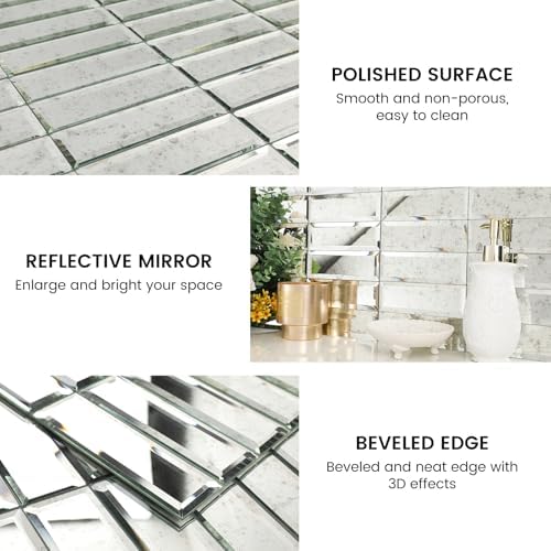 Peel and Stick Light Antique Mirror Strip Tile Backsplash - Image 5