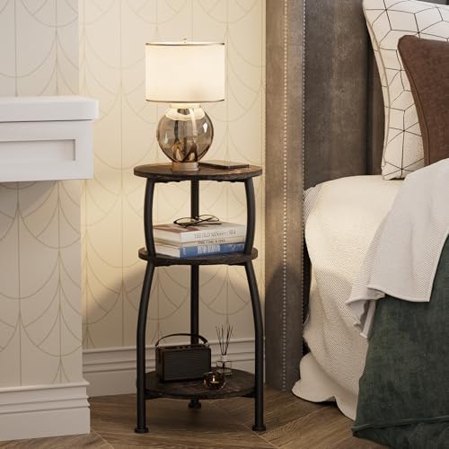 Small Round Side Table, 3-Tier Slim End Table for Small Spaces - Image 2