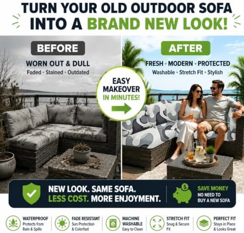 8 Pcs Outdoor Cushion Covers, Patio Sofa Cushion Covers Replacement - Image 3