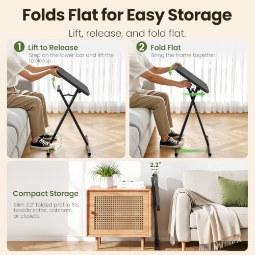 Kitstorack Folding TV Tray Tables Set of 2, No Assembly, Rounded Metal Rims - Image 5