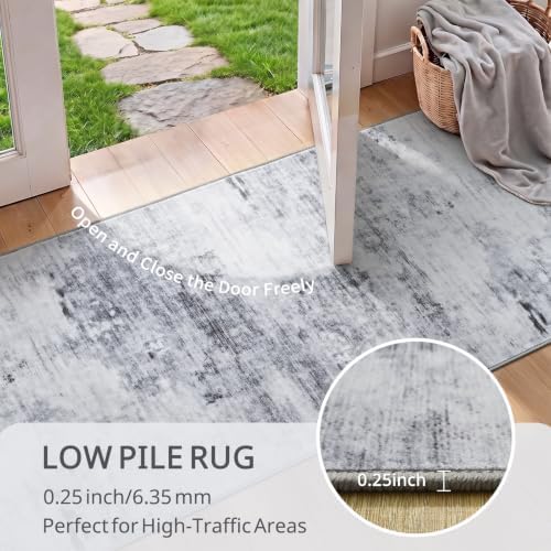 Toneed Washable 2x8 Non-Slip Runner Rug for Hallway Kitchen, Grey - Image 6