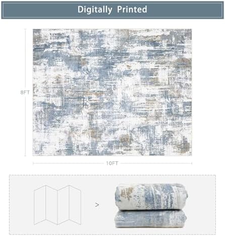 8x10 Washable Area Rugs for Living Room,Bedroom,Dining Room,Playroom - Blue - Image 2