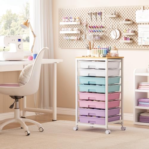 SYKIARIOL Rolling Storage Cart with Drawers, 8 Drawers Cart, Ice Cream - Image 2