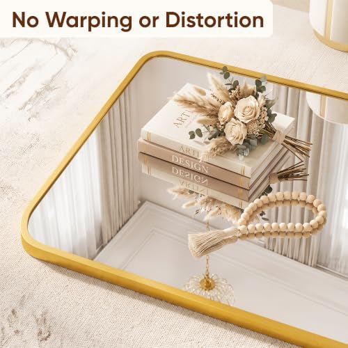 Suidia Full Length Mirror Over the Door&Wall Mounted, 58"x19" Door Mirror with Aluminum Alloy Frame, HD Shatterproof, No-Drill, Hanging Mirrors for Bedroom, Bathroom, Dorm, Closet, Rounded Rect, Gold - Image 6