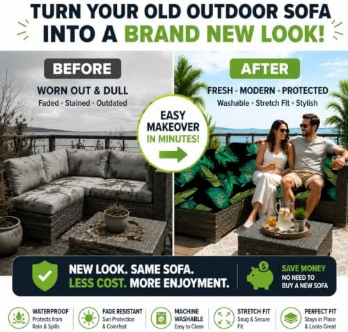 12 Pcs Outdoor Cushion Covers, Patio Sofa Cushion Covers Replacement - Image 3