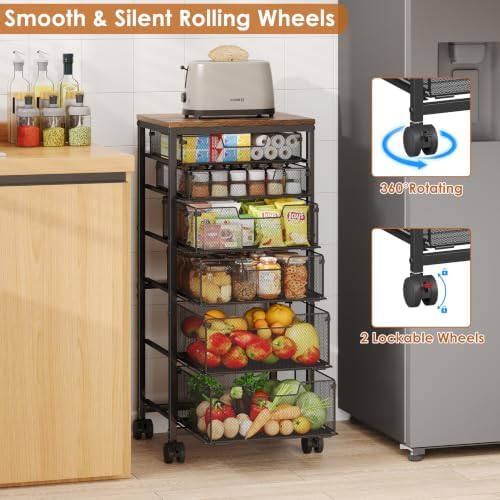 Rolling Storage Cart with 6 Drawers, Craft Cart with Lockable Wheels - Image 3