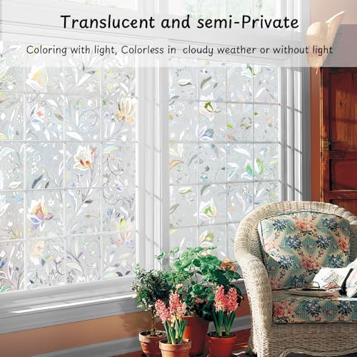 NINETREX Window Privacy Film, 3D Stained Glass, Tulip 17.5"x118.1" - Image 2