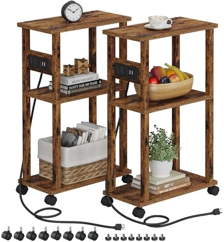 TUTOTAK Small Narrow Side Table, Set of 2 Skinny End Table by ChoosetutotakFurnitureBuildYourCozyHome