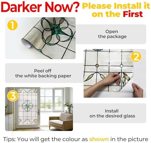 OHTMERU 3D Stained Glass Window Privacy Film Decorative Non-Adhesive - Image 6
