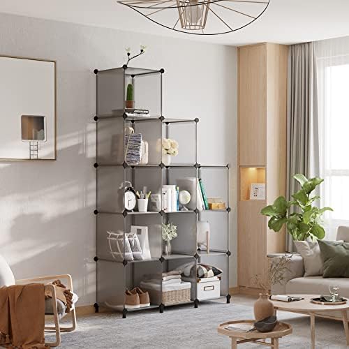 AWTATOS 12 Cube Storage Organizer, Closet Organizer Storage Shelves, Grey - Image 4