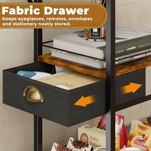 Rolling Coffee Table with Oversized Double-Wide Wood Top, Mobile Tv Tray with Storage Drawer and Wheels for Sofa, Portable Side Table for Living Room, Home Office, Spacious Desk for Working Studying - Image 6