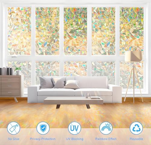 Window Privacy Film Stained Glass Rainbow 17.5 x 118.1 inches - Image 4