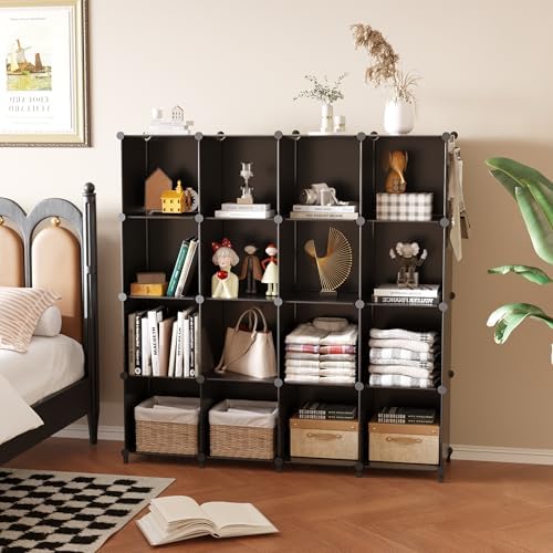 AWTATOS Cube Storage Organizer, 16 Cube Closet Organizer, Black - Image 2