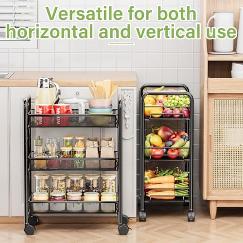 JANE EYRE 3-Tier Rolling Utility Storage Rack Cart on Wheels, Trolley Craft cart, Multi-Purpose Organizer Shelf, Black - Image 6