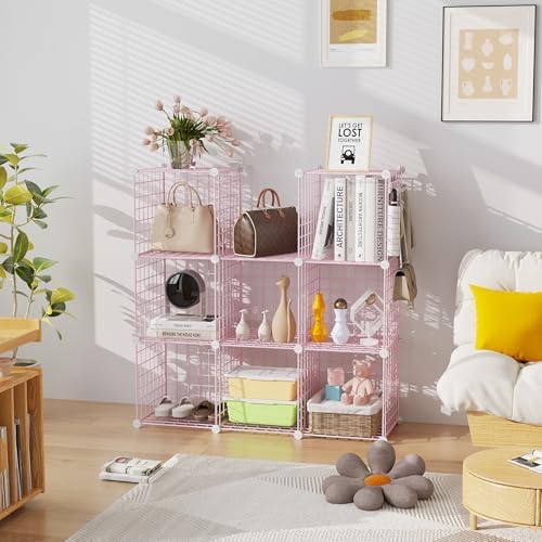 C&AHOME Wire Cube Storage, 8 - Cube Organizer Metal C Grids Units, Pink - Image 6