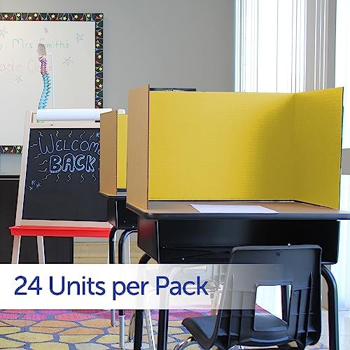 Flipside Products 18”x 48” Yellow Study Carrel, Privacy Boards, Student Privacy and Focus Booth for The Classroom, Desk Divider Cubby for Tests, Made in USA - 24 Pack - Image 2