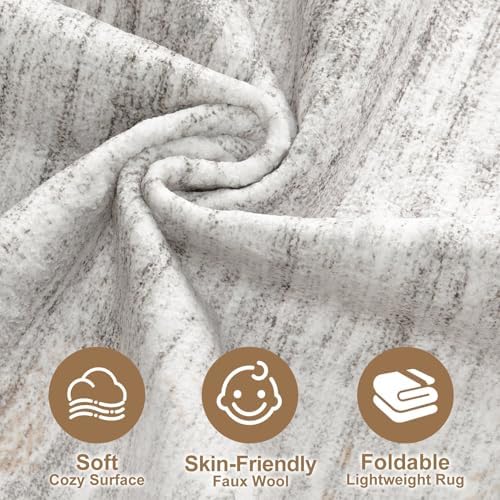 Nakagishi 6X9 Area Rugs Living Room: Washable Large Vintage Rug Neutral Non-Slip Soft Stain Resistant Indoor Carpet for Bedroom Nursery Dining Room Office Playroom - Grey-01 - Image 3