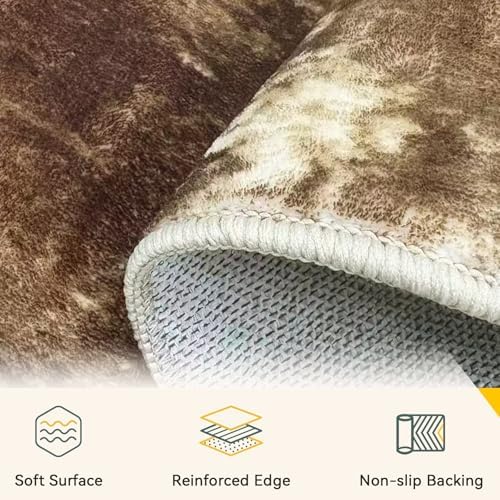 RELEANY Washable Runner 2'x8' Abstract Area Rug for Hallway Brown Tan - Image 5