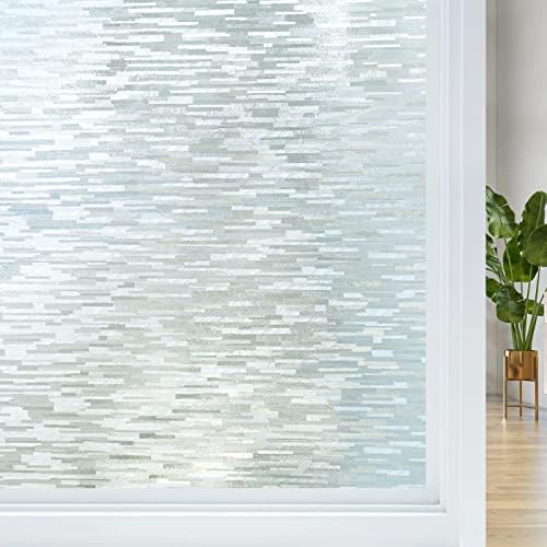 Haton Window Privacy Film, Frosted Stripe Non-Adhesive, 11.8" x 118.1" by HatonHomeDecor