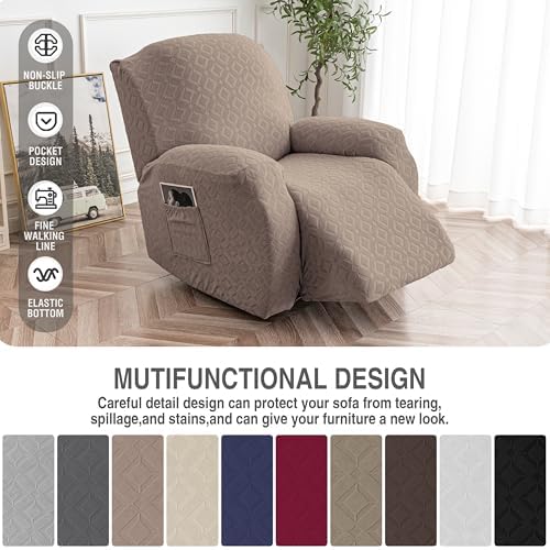 Genina Waterproof Recliner Chair Cover,1 Seat Couch Cover,Taupe - Image 5