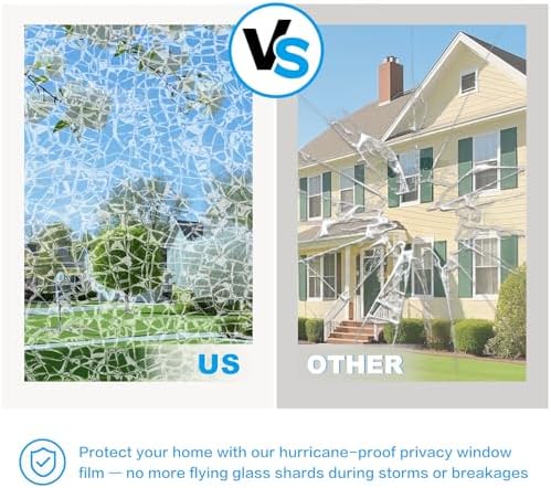 One Way Privacy Window Film，Flueen Shatterproof PET Window Tint for Heat Control & 99% UV Protection Blackout Window Treatment for Home, Office Doors with Eco-Adhesive Blue-Silver 41.5"×78.7" - Image 3