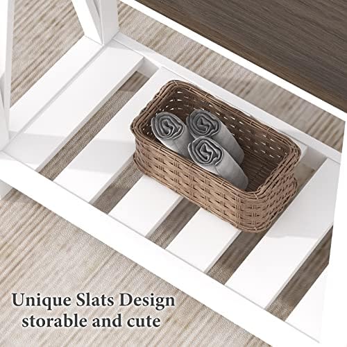 ChooChoo Farmhouse End Table, Narrow Side Table with Shelf - Image 7