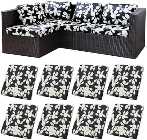 8 Pcs Outdoor Cushion Covers, Patio Sofa Cushion Covers Replacement by BIETYONE