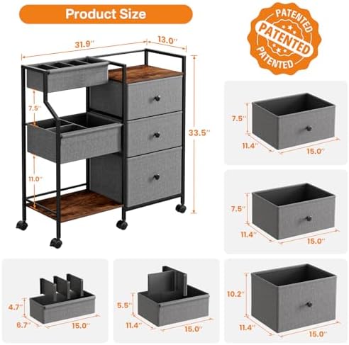 Modanais Baby Diaper Caddy Organizer Rolling Cart with Dividers and Drawers - Image 2