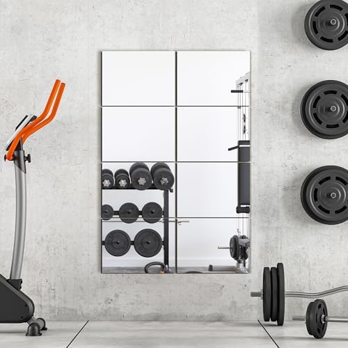 TRAHOME Wall Mirror Tiles, 16"x12"x8PCS Full Length Home Gym Mirror - Image 4