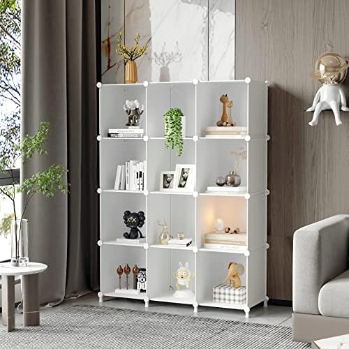 AWTATOS 12 Cube Storage Organizer, Closet Organizer Storage Shelves, White - Image 2