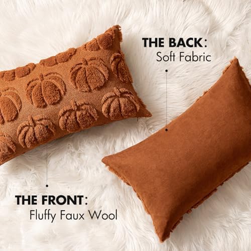 MIULEE Fall Pillow Covers Pumpkin Fall Decor Lumbar 12x20 Dark Rust - Image 5