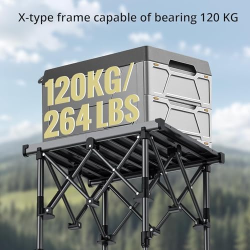 Anbte Roll Up Camping Table, Adjustable Height Max 27.5", 20” x 16”, Black - Image 4