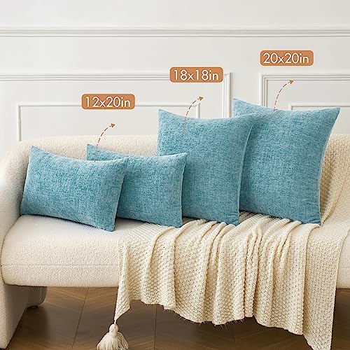 MIULEE Soft Chenille Throw Pillow Covers Smoke Blue 18x18 Inch Pack of 2 - Image 4
