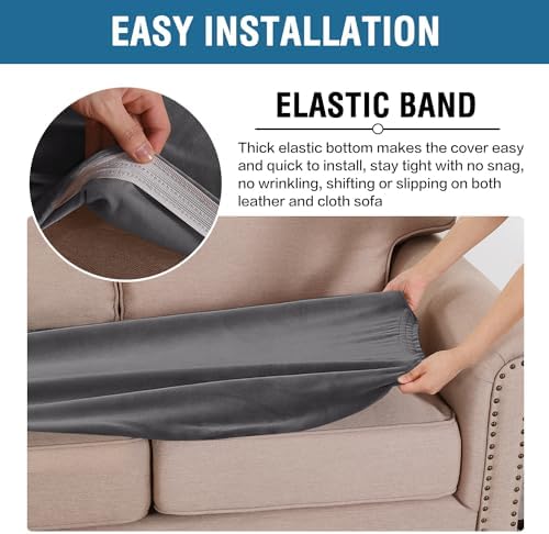 H.VERSAILTEX Velvet Stretch Individual Loveseat Couch Cover Plush Slipcover for Sofa Furniture Protector Seat Cover (1 Piece Loveseat Cushion Cover, Grey) - Image 4